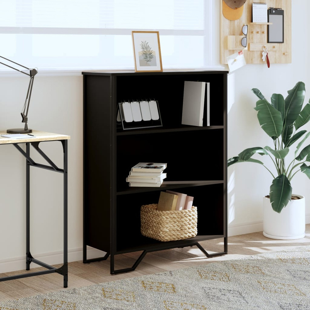 vidaXL 3 Shelf Black Bookcase Image 8