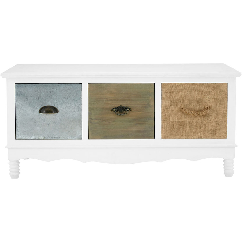 Premier Housewares 3 Drawer White Wooden Coffee Table Image 2