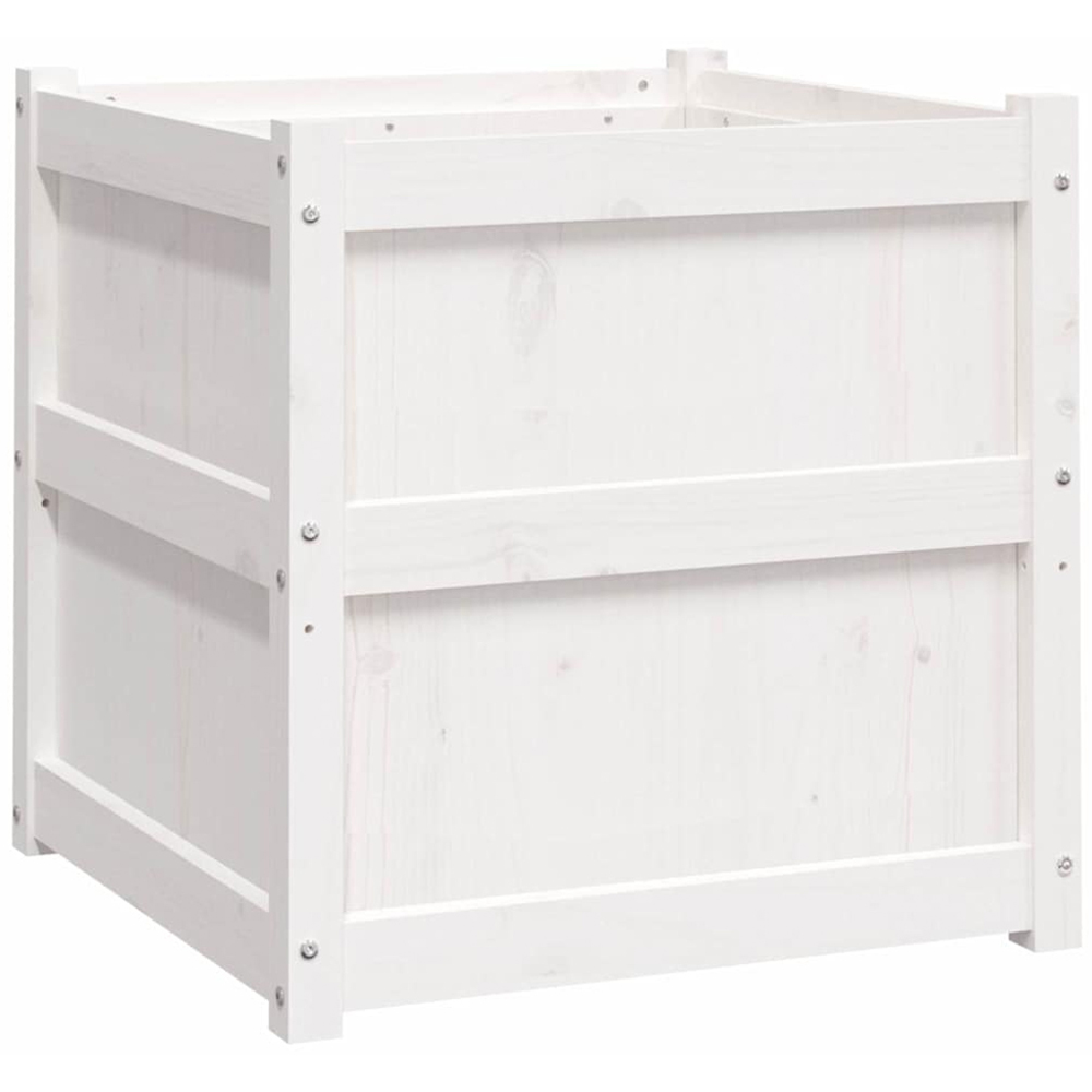 vidaXL White Pine Wood Garden Planter 60 x 60 x 60cm Image 1