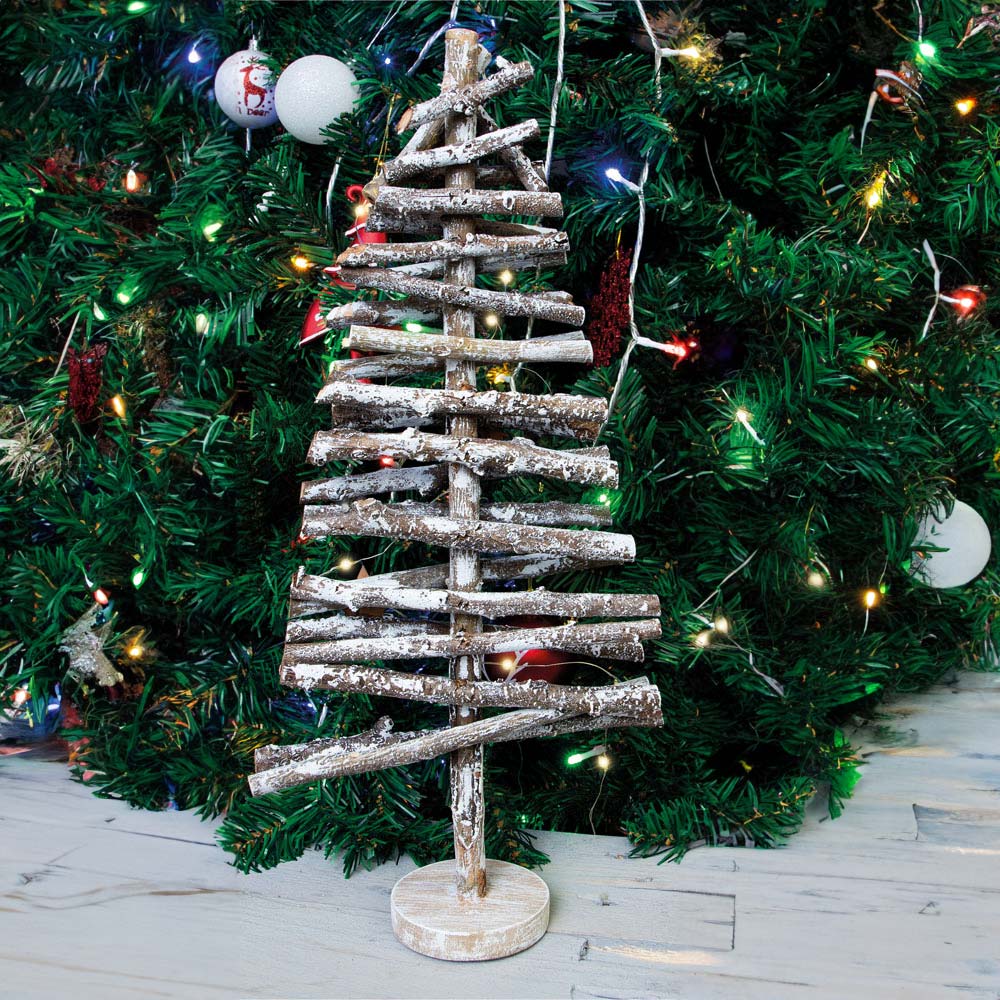 St Helens 44cm White Light Up Birch Wood Christmas Tree Image 4