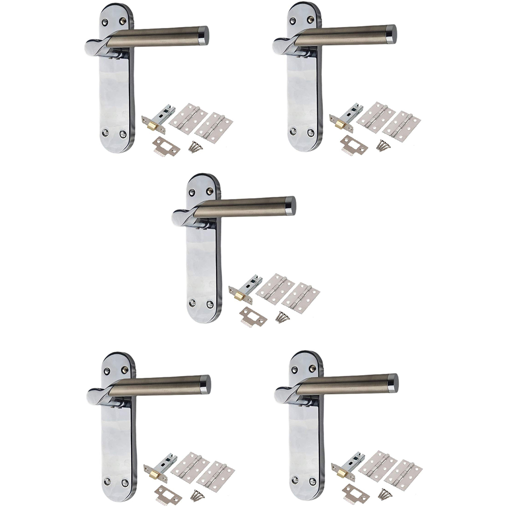 Golden Grace Duo Chrome Titan Door Handle Set 182 x 45mm 5 Pack Image