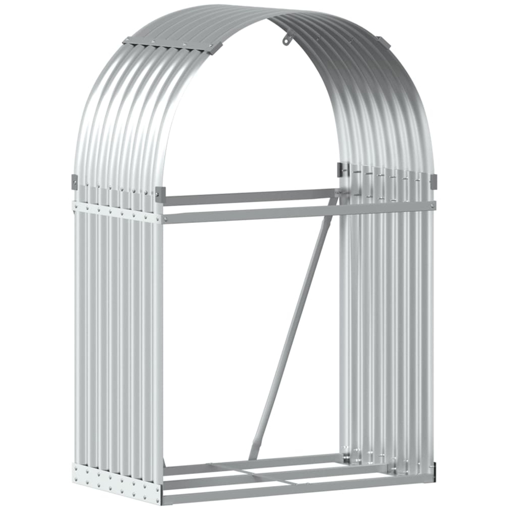 vidaXL Silver Galvanised Steel Firewood Log Holder 120 x 80 x 45cm Image 1