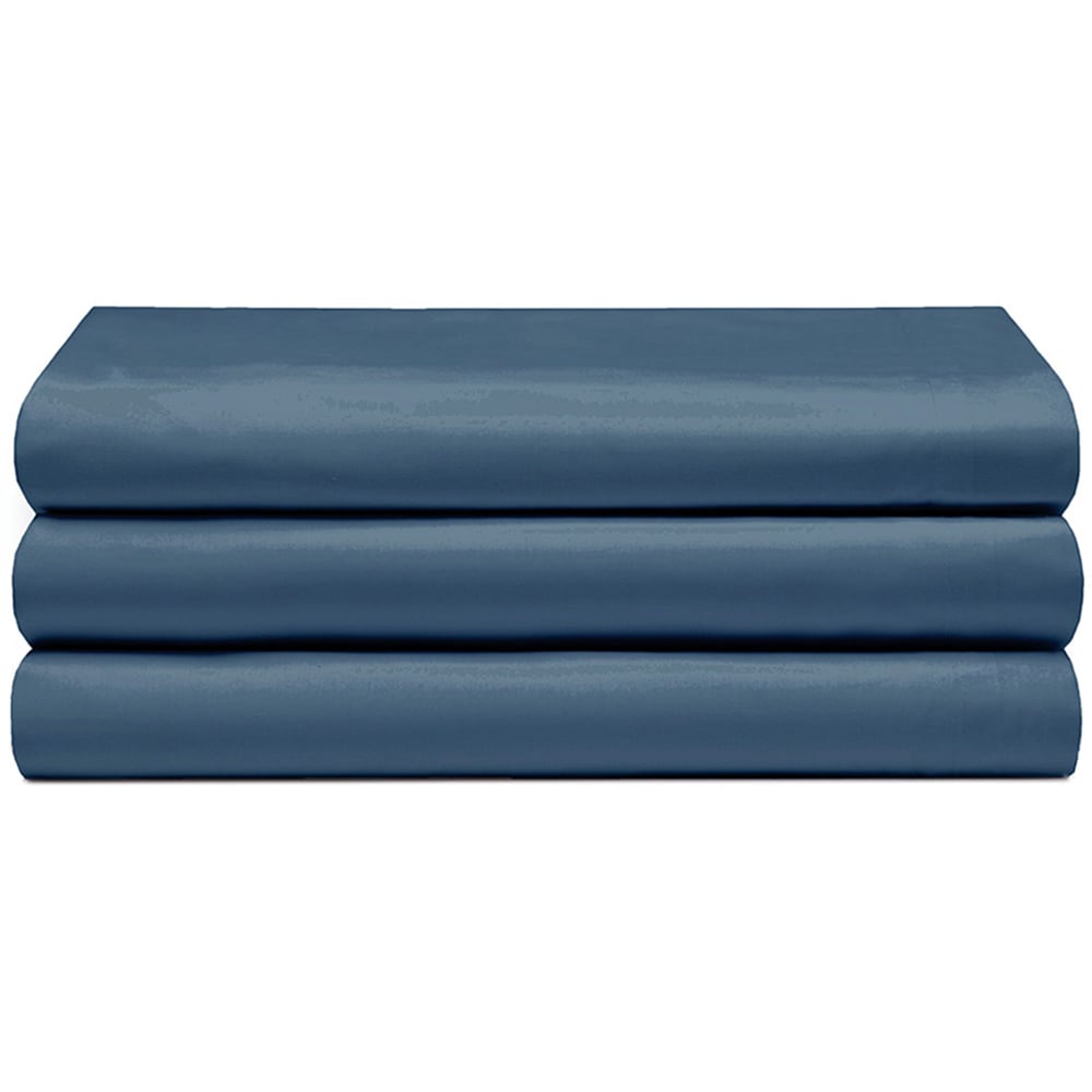 Serene Super King Navy Flat Bed Sheet Image 1