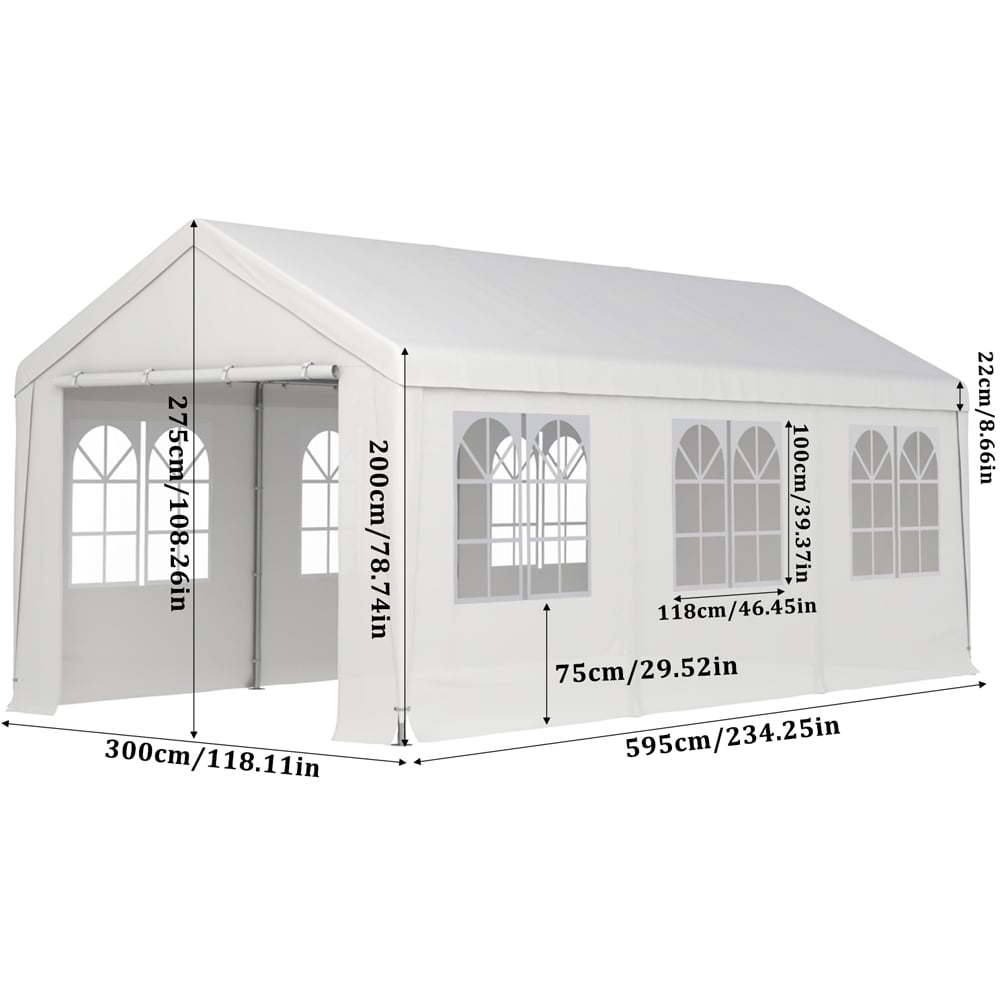 Living and Home Outdoor Canopy Steel Carport with Removable Door 9.8x 19.5ft Image 9