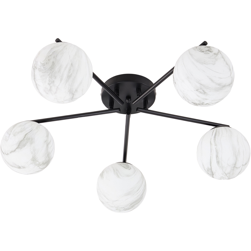 Living and Home Screw E27 Black and White 5 Light Marble Glass Semi Flush Mount Ceiling Light Image 2