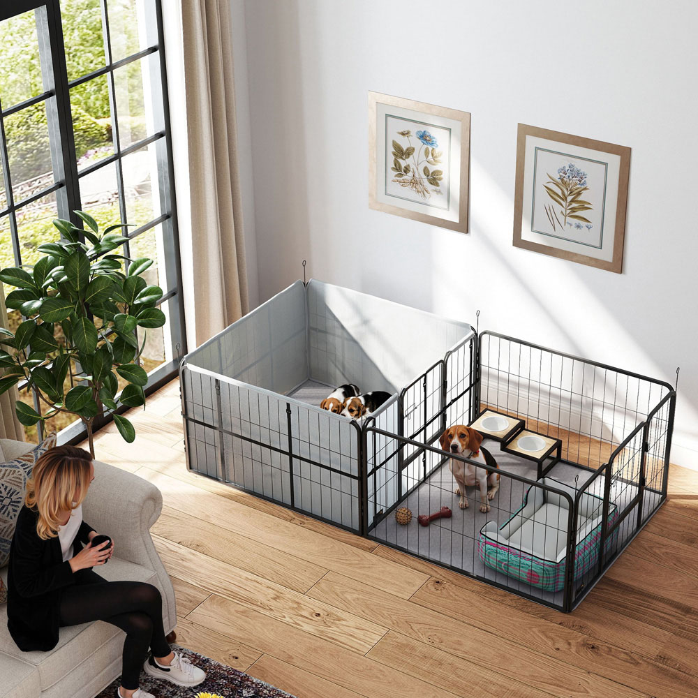 PawHut 7 Panel Whelping Box for Dogs Image 2