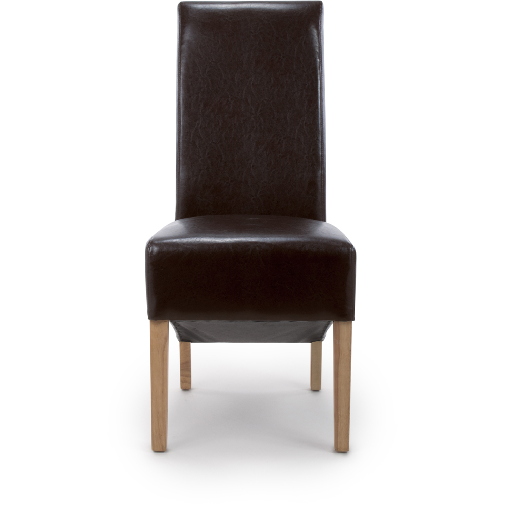 Krista Set of 2 Brown Bonded Leather Roll Back Dining Chair Image 6