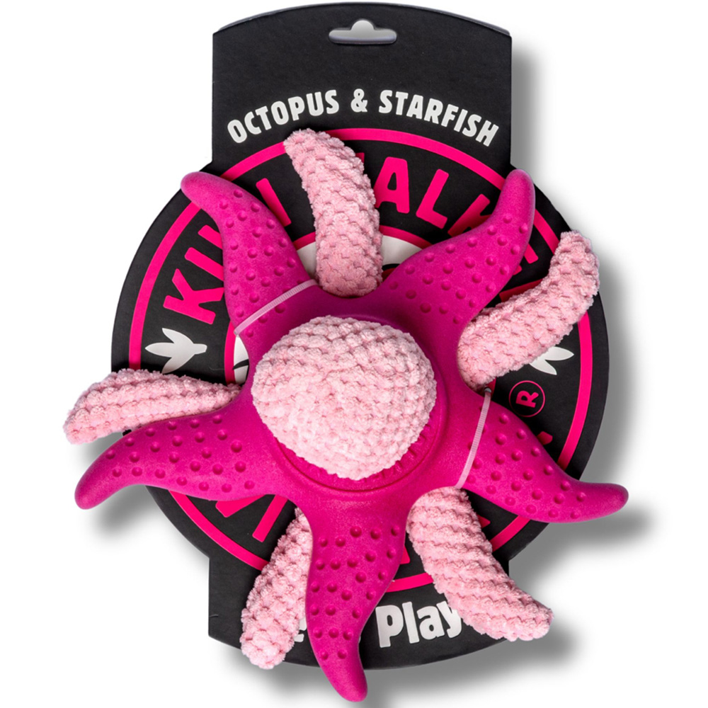 Kiwi Walker Lets Play Pink Octopus and Starfish Dog Toy Image 5