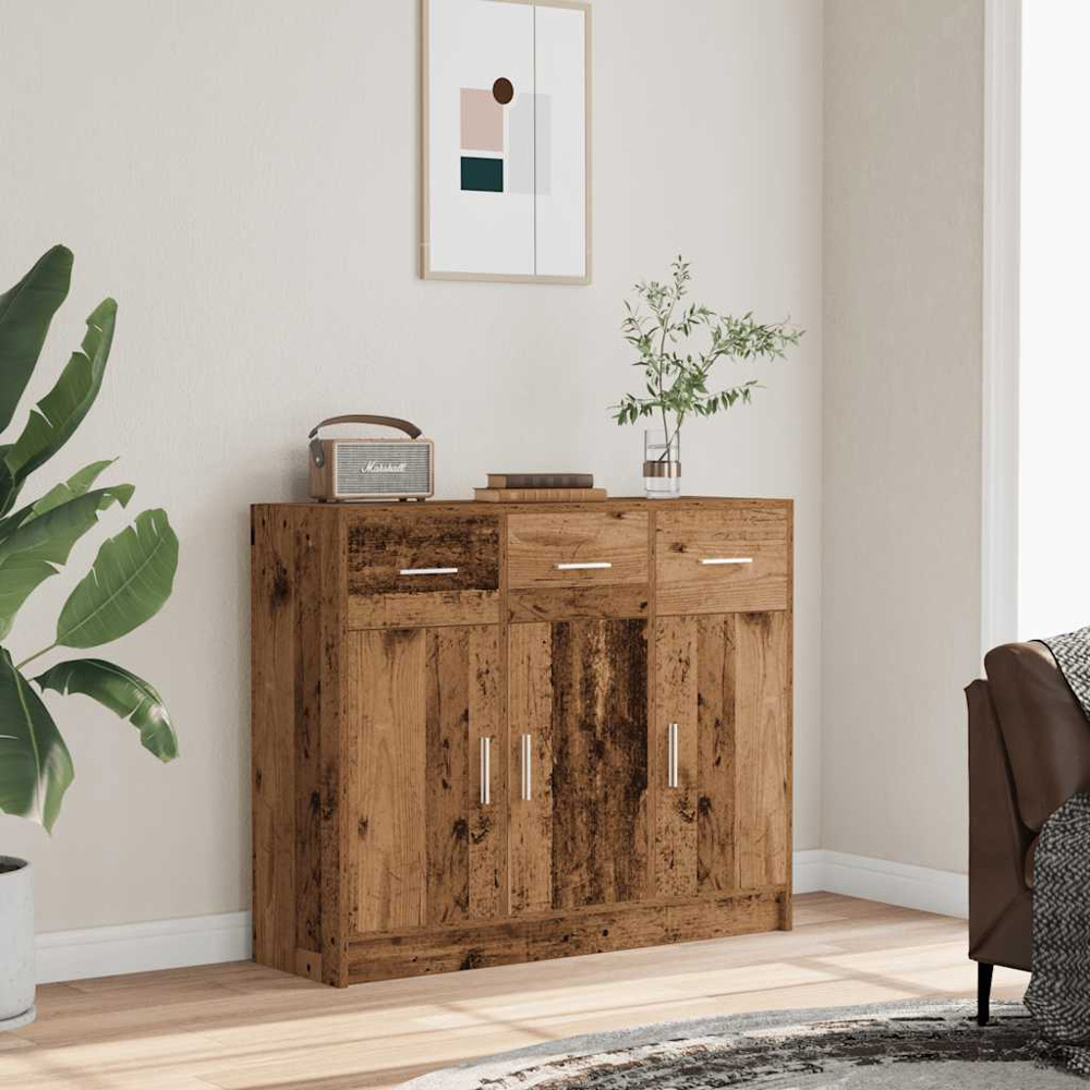 vidaXL 3 Door 3 Drawer Old Wood Wide Sideboard Image 3