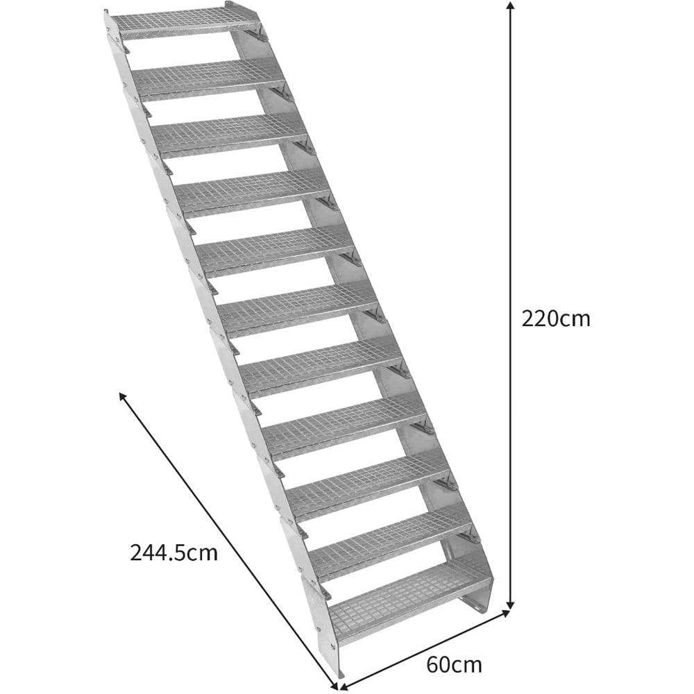 Monstershop 11 Section Adjustable Wide Galvanised Staircase 600mm Image 5