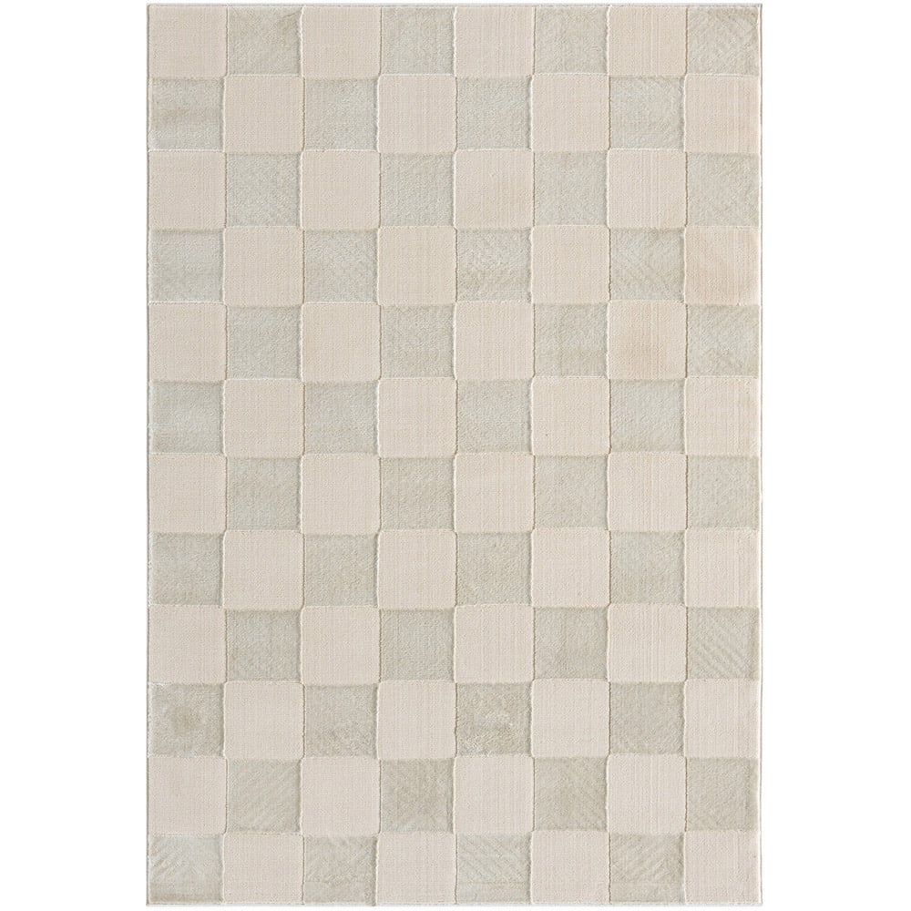 Desire Rugs Vellure Cream Metallic Sheen Grid Design Rug 160 x 230cm Image 1