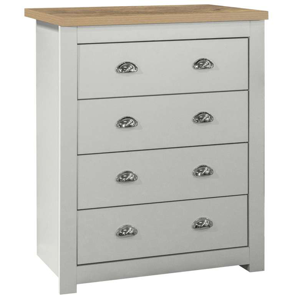 Highgate 4 Drawer Grey and Oak Chest of Drawers Image 4