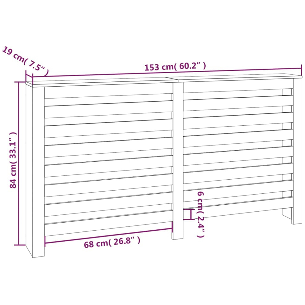vidaXL Solid Pine Wood Radiator Cover 153 x 19 x 84cm Image 6