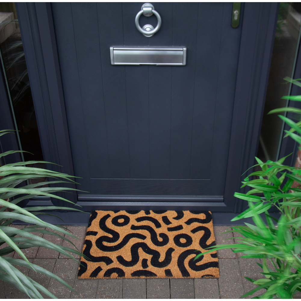 Eselle Astley Abstract Printed Neutral Coir Door Mat 40 x 60cm Image 2