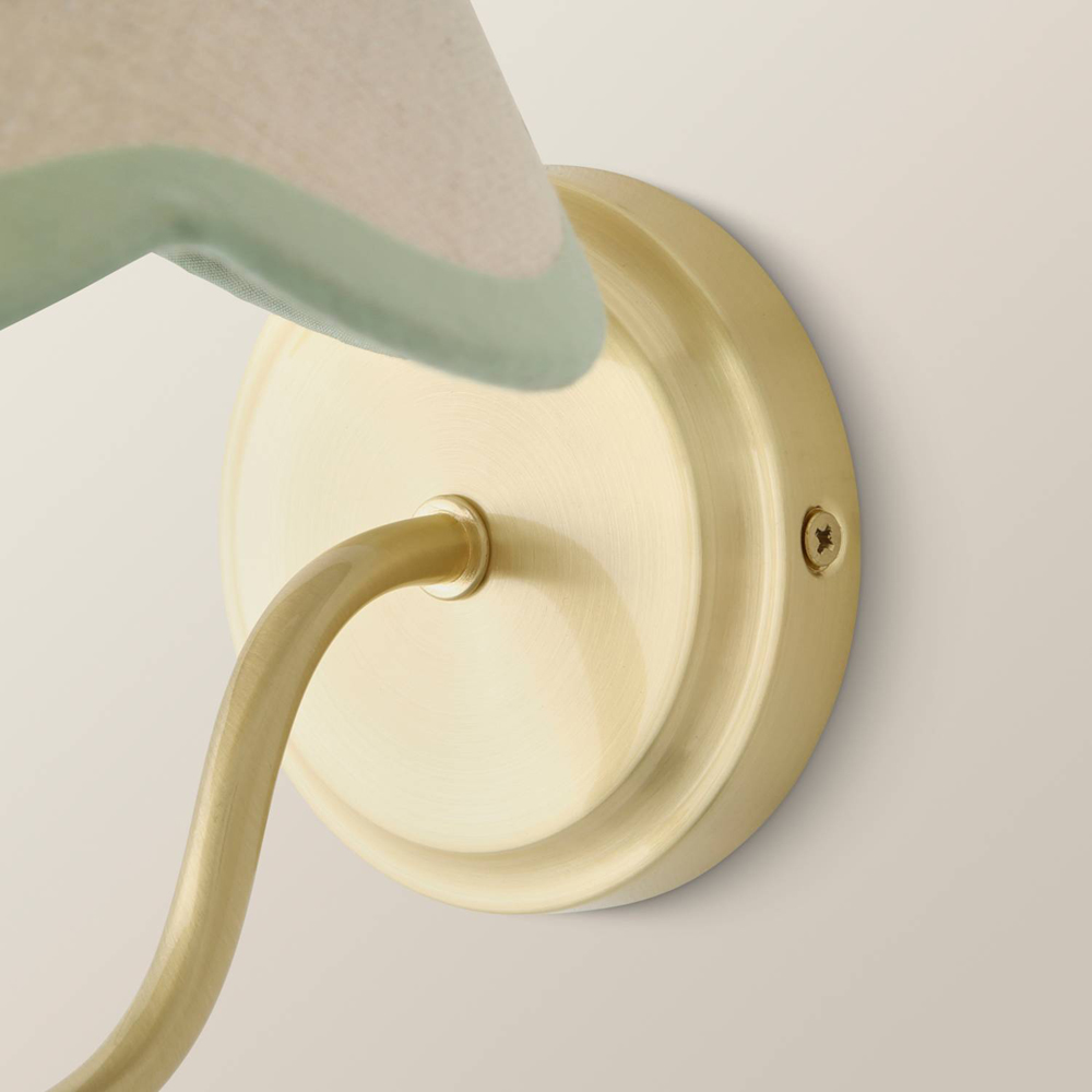 ValueLights Binky Green Trim Scallop Shade Gold Rechargeable Wall Light with Bulb Image 4
