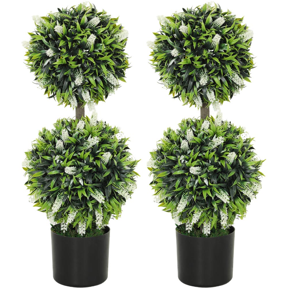 Portland White Lavender Flower Artificial Plant in Pot 2 Pack Image 1