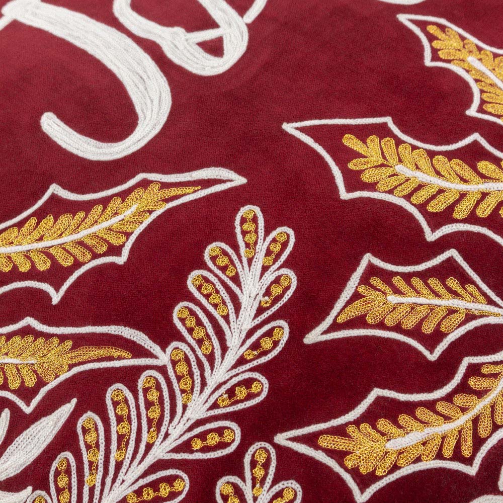 Paoletti Winter Joy Embroidered Red Cotton Cushion 50 x 50cm Image 4