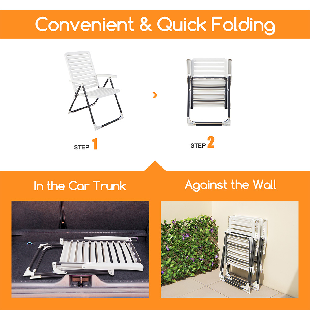 Costway Set of 2 Reclining 7 Level Foldable Chair Image 4