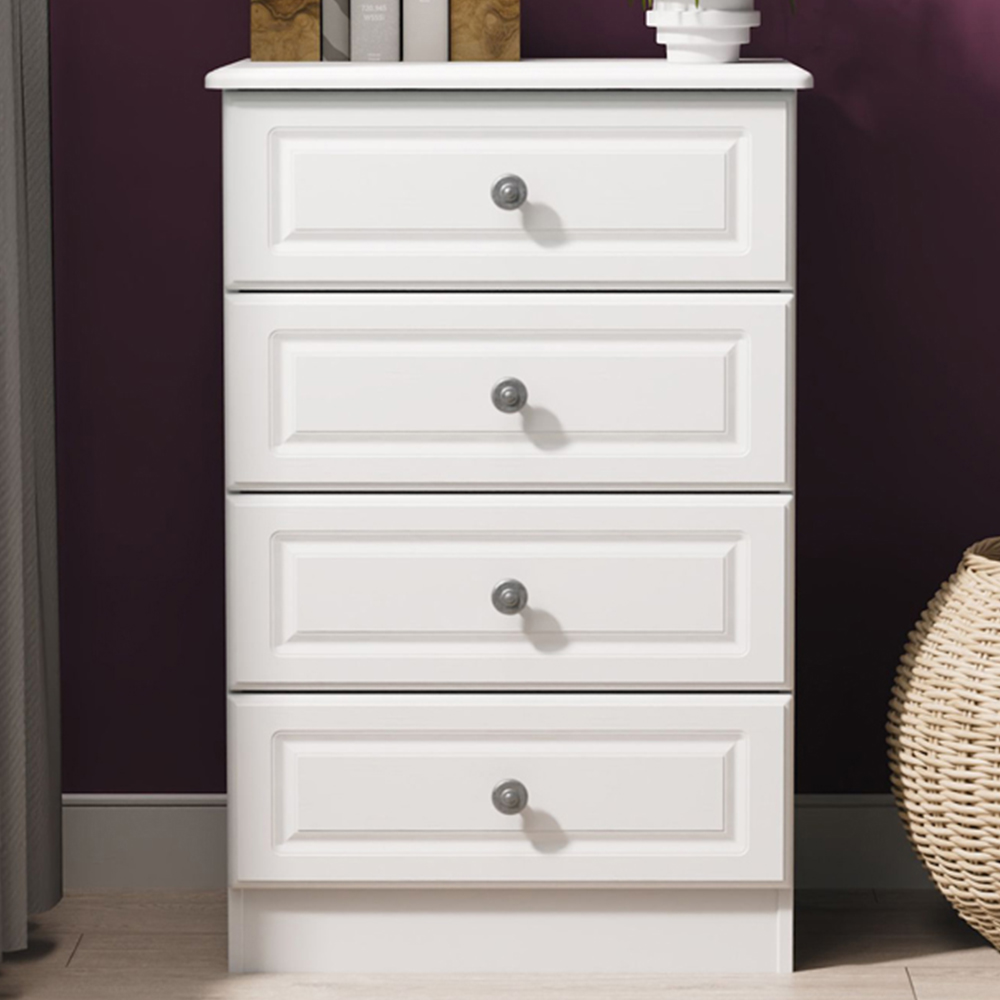 Crowndale Pembroke 4 Drawer Matt White Midi Chest of Drawers Ready Assembled Image 1