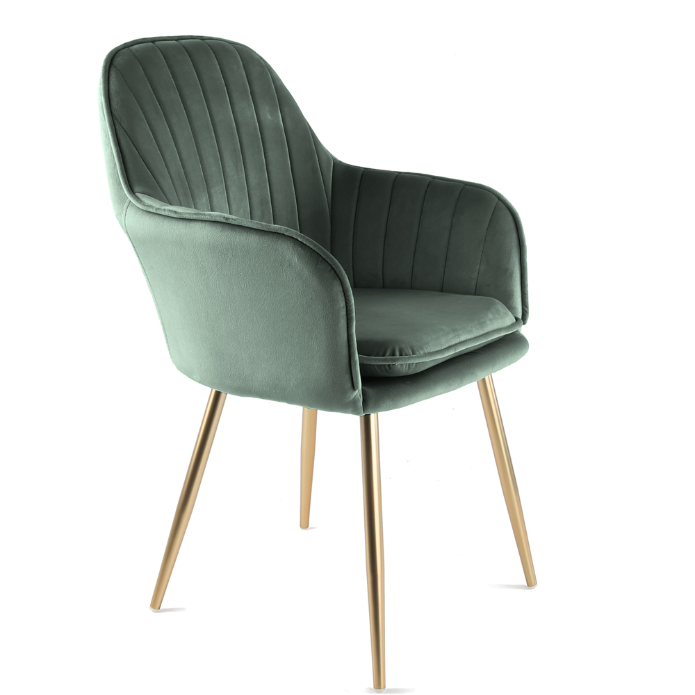Muse Accent Chair in Velvet Upholstery - Green Image 2