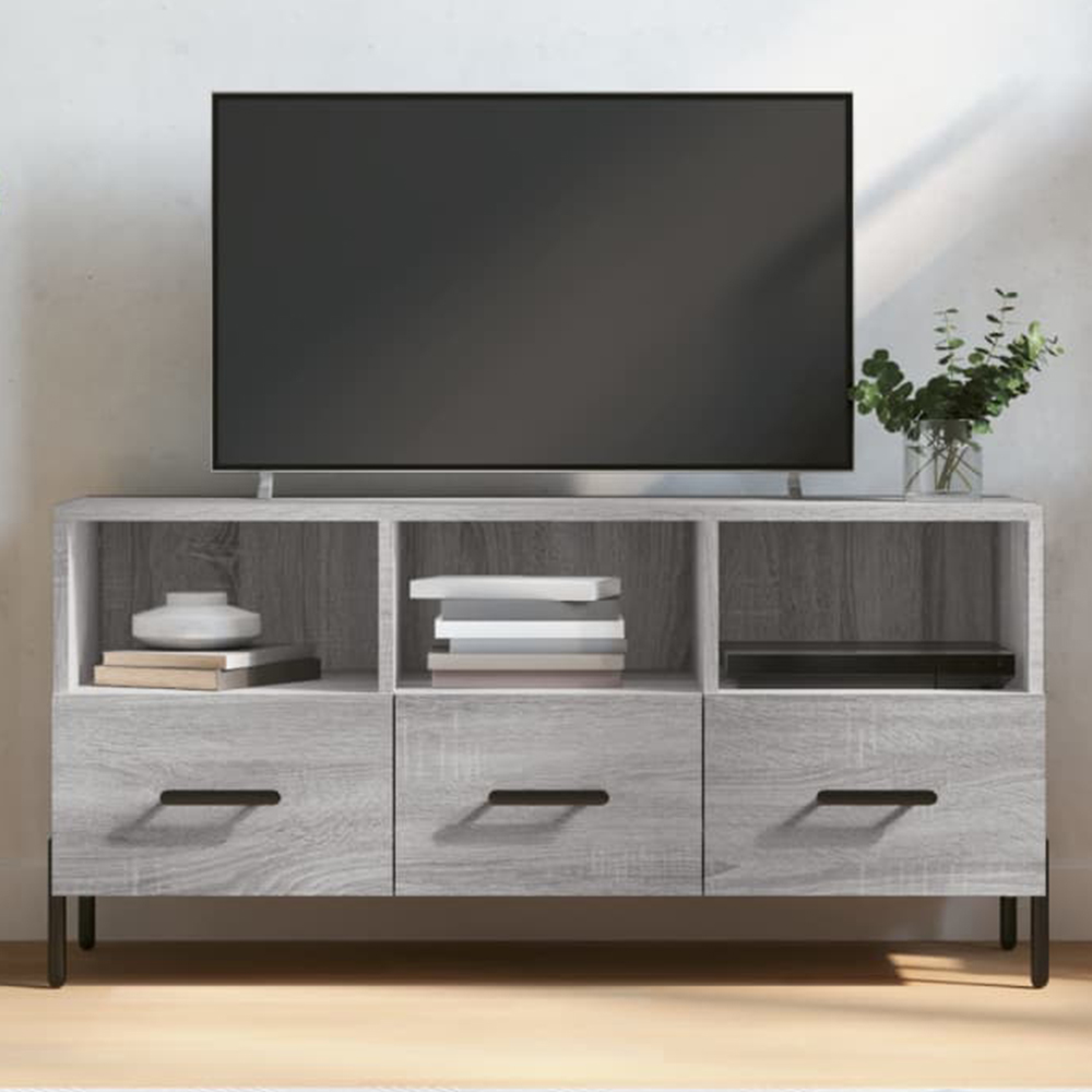 vidaXL 3 Drawer 3 Shelf Grey Sonoma TV Cabinet Image 1