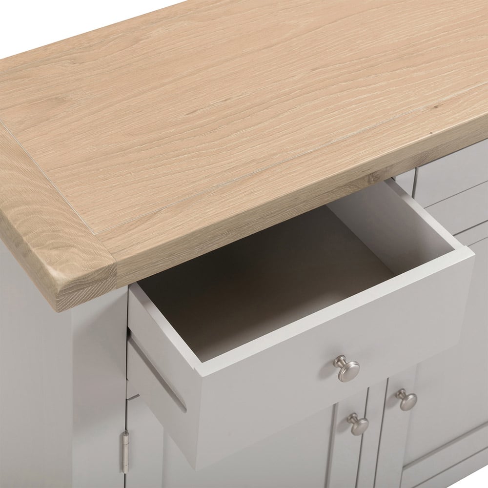 Seconique Windsor 3 Door 3 Drawer Pebble Grey and Oak Sideboard Image 7