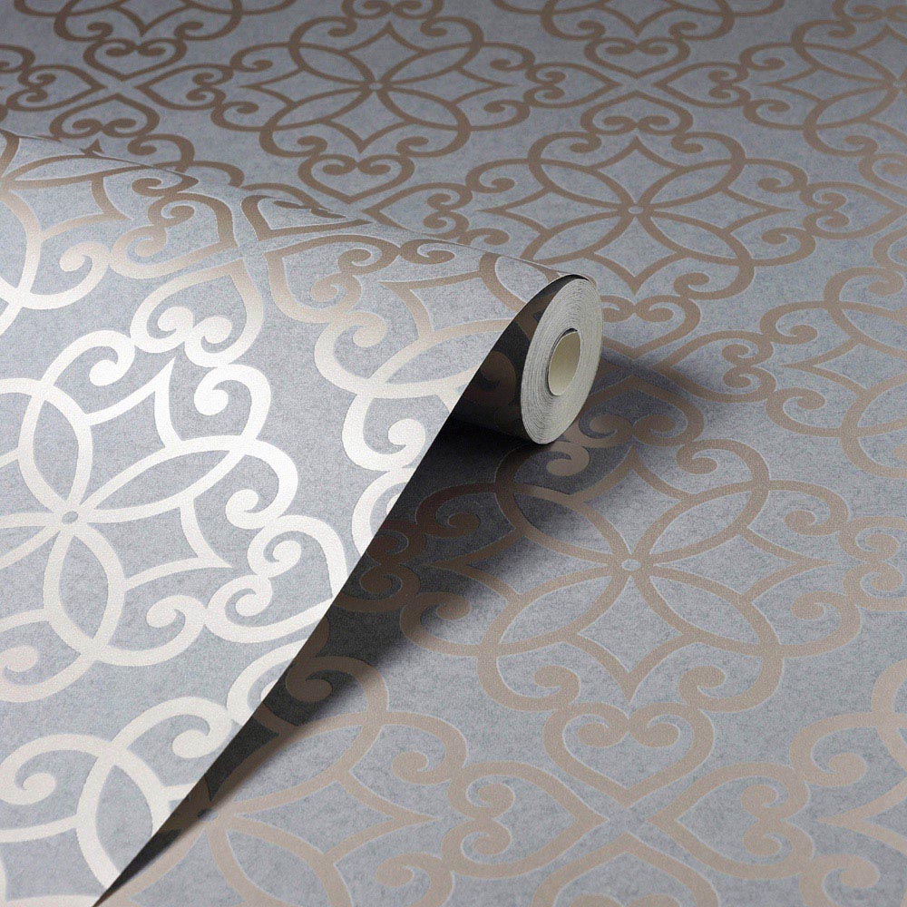 Arthouse Ornate Motif Charcoal and Rose Gold Wallpaper Image 2