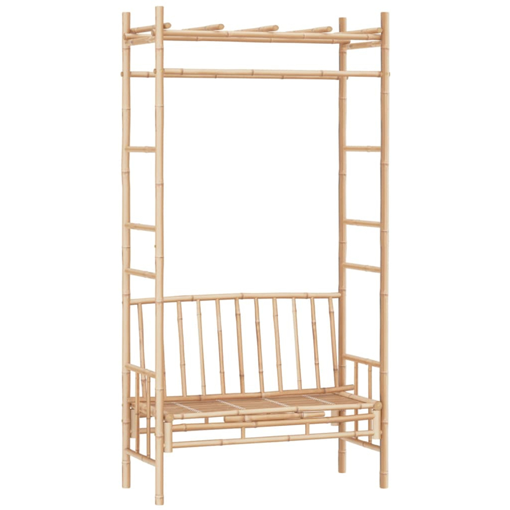 vidaXL Brown Bamboo Garden Bench with Pergola Image 2
