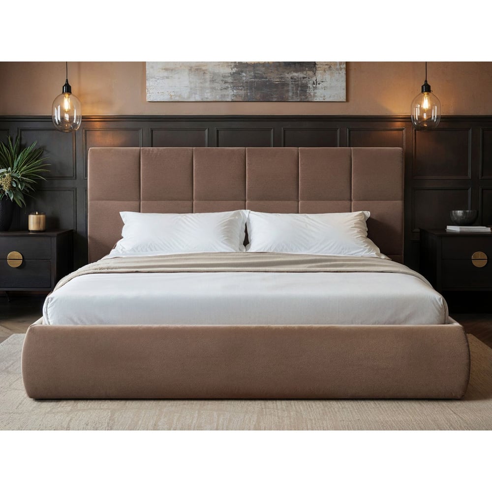 Solace+Co Mika Double Chocolate Velvet Ottoman Bed Image 4