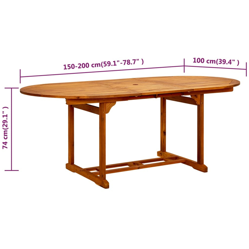 vidaXL 8 Seater Solid Acacia Wood Foldable Oval Garden Dining Table Brown Image 7