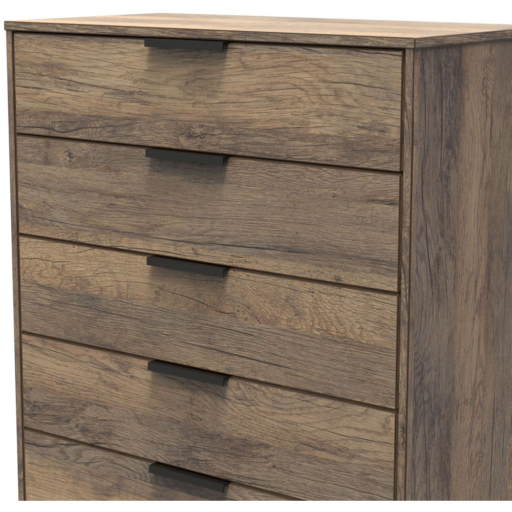 Crowndale Hong Kong 5 Drawer Vintage Oak Chest of Drawers Image 5