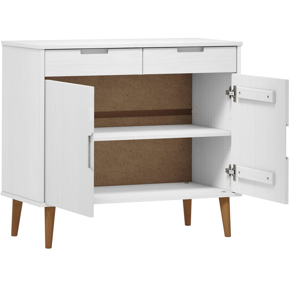 vidaXL Molde 2 Door 2 Drawer White Solid Pine Wood Sideboard Image 5