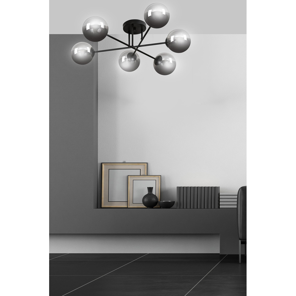 Emibig Brendi 6 Light Graphite Shade Black E14 Ceiling Light Image 6