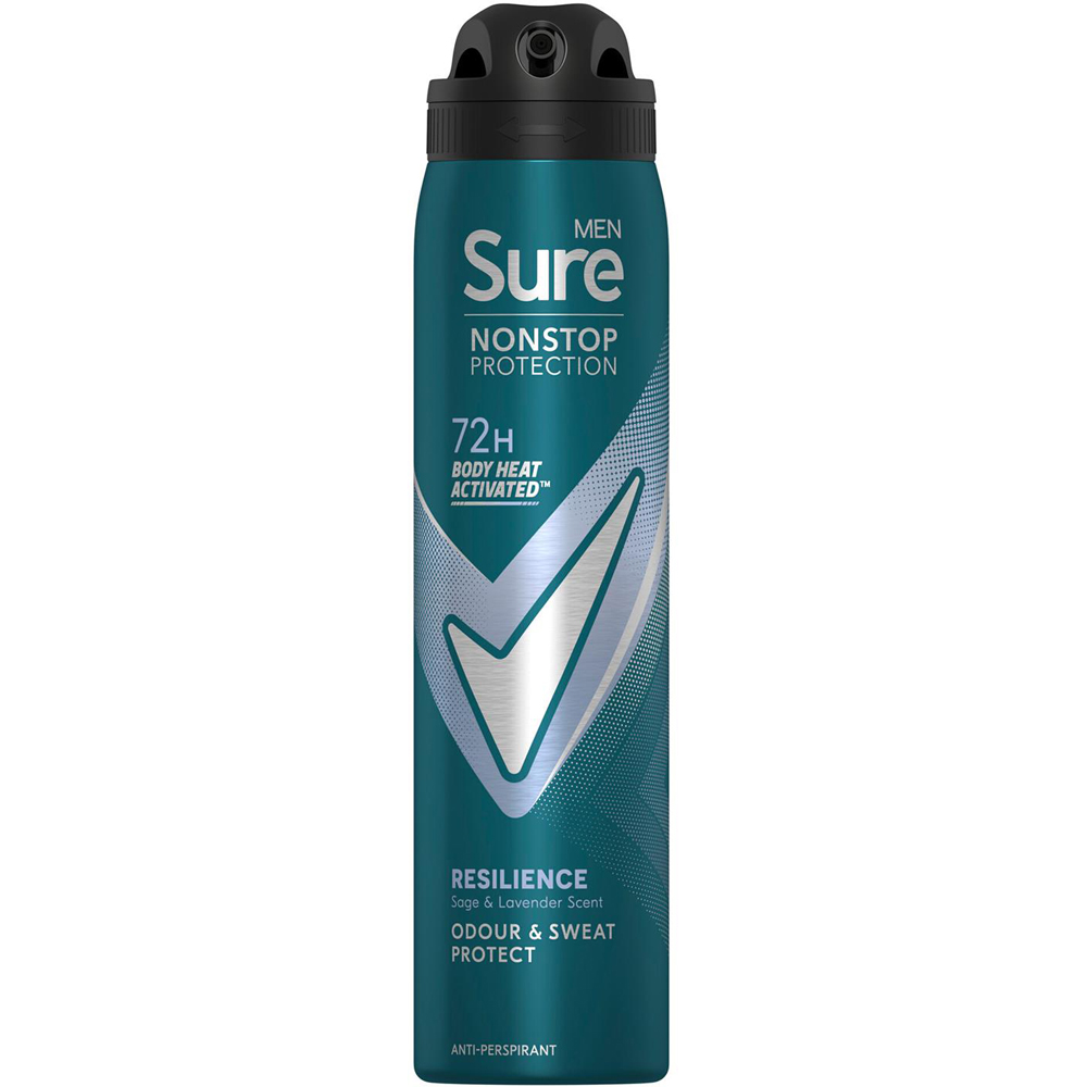 Sure Men 72H Non-Stop Protection Anti-Perspirant Resilience Cobalt Dry Deodorant 150ml 24 Pack Image 2