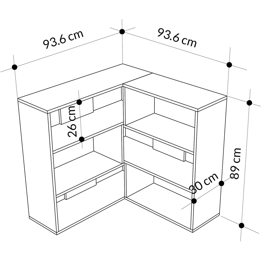 Decortie Molly 6 Shelf White Modern Corner Bookcase Image 4