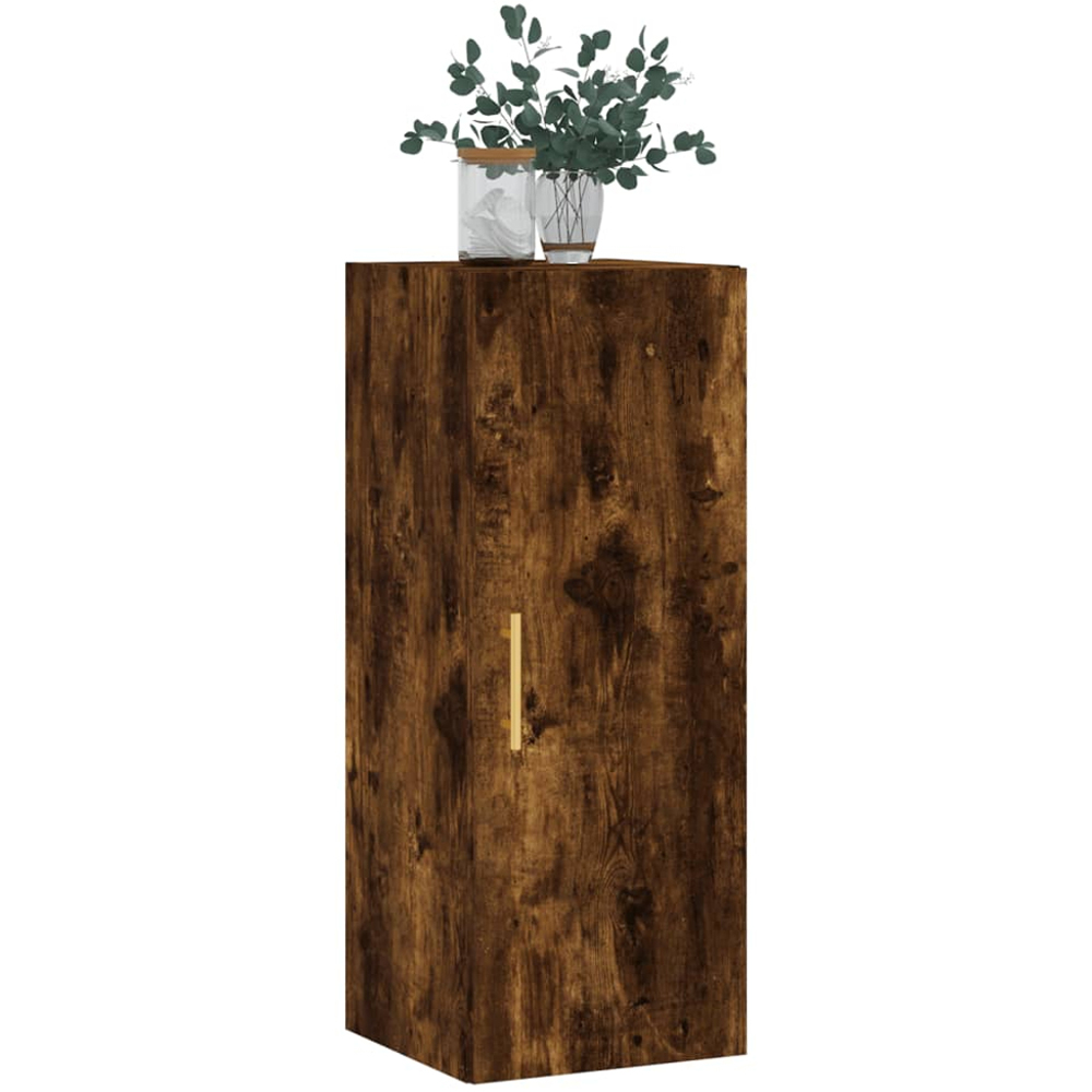 vidaXL Single Door Smoked Oak Wall Mounted Slim Cabinet Image 4