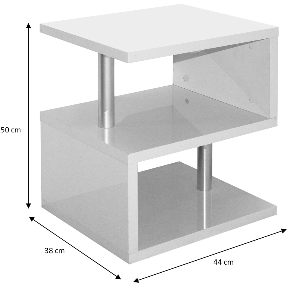 Comfy Living 2 Shelf White High Gloss Abstract LED Side Table Image 6