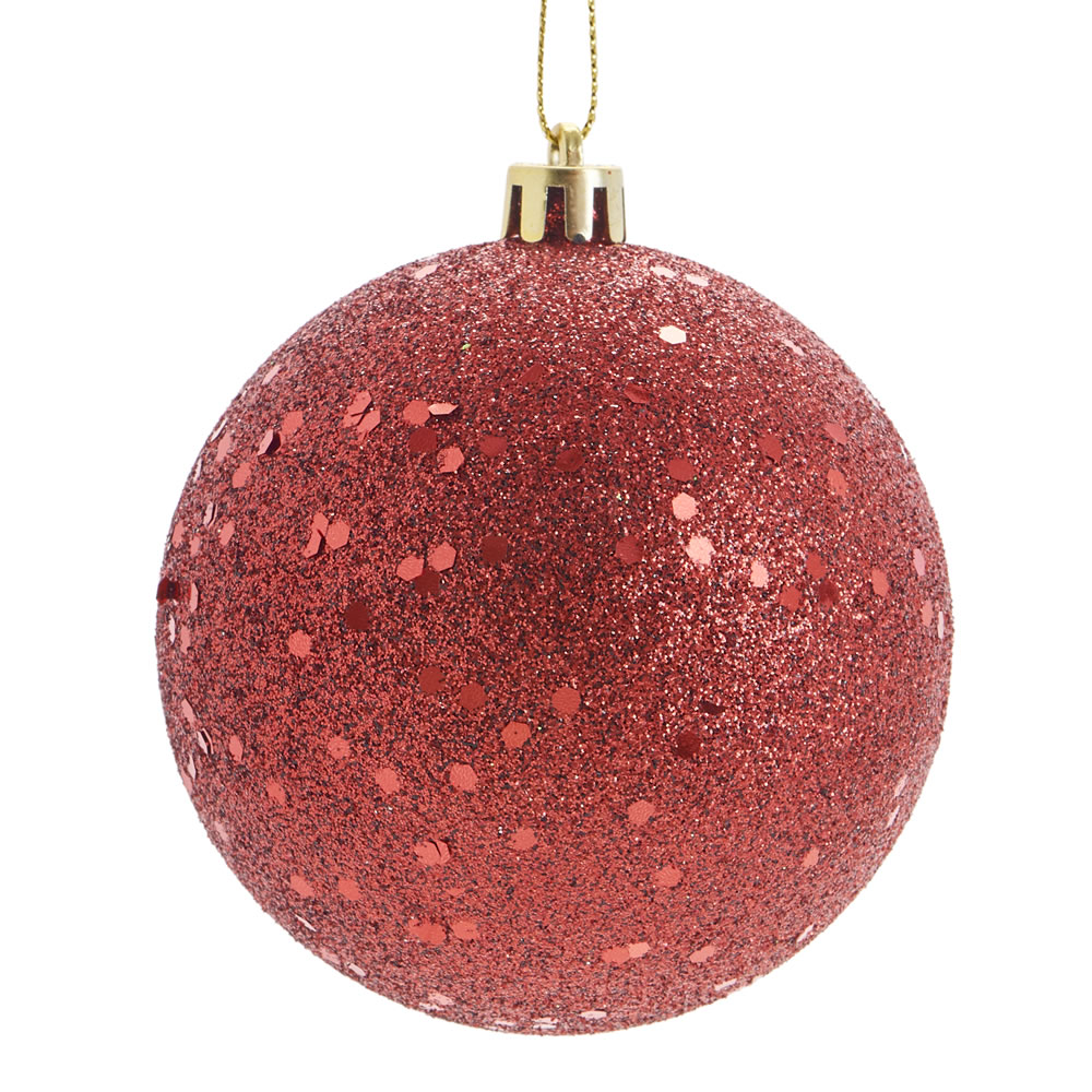 Wilko 6 pack Alpine Home Red Glitter Christmas Baubles Image 1