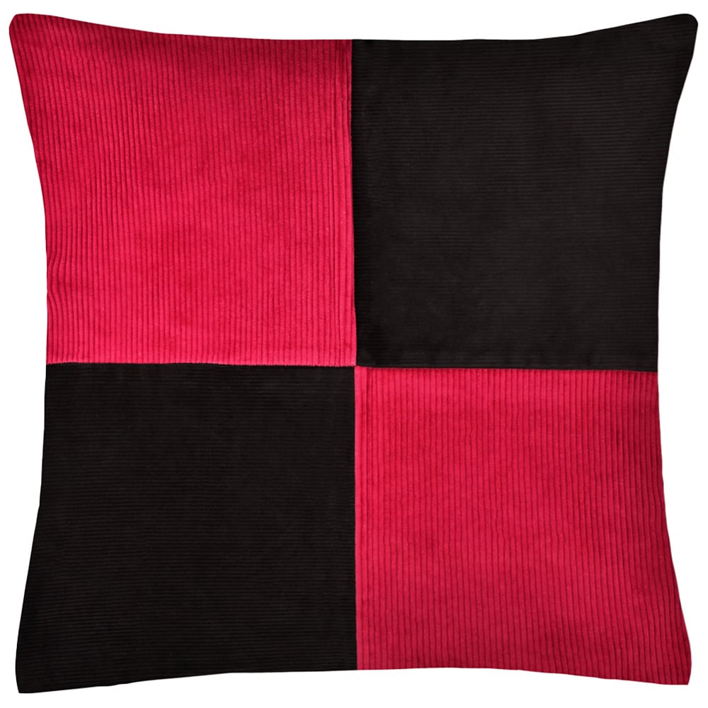Intimates Corduroy Red and Black Filled Large Cushion 56 x 56cm 2 Pack Image 1