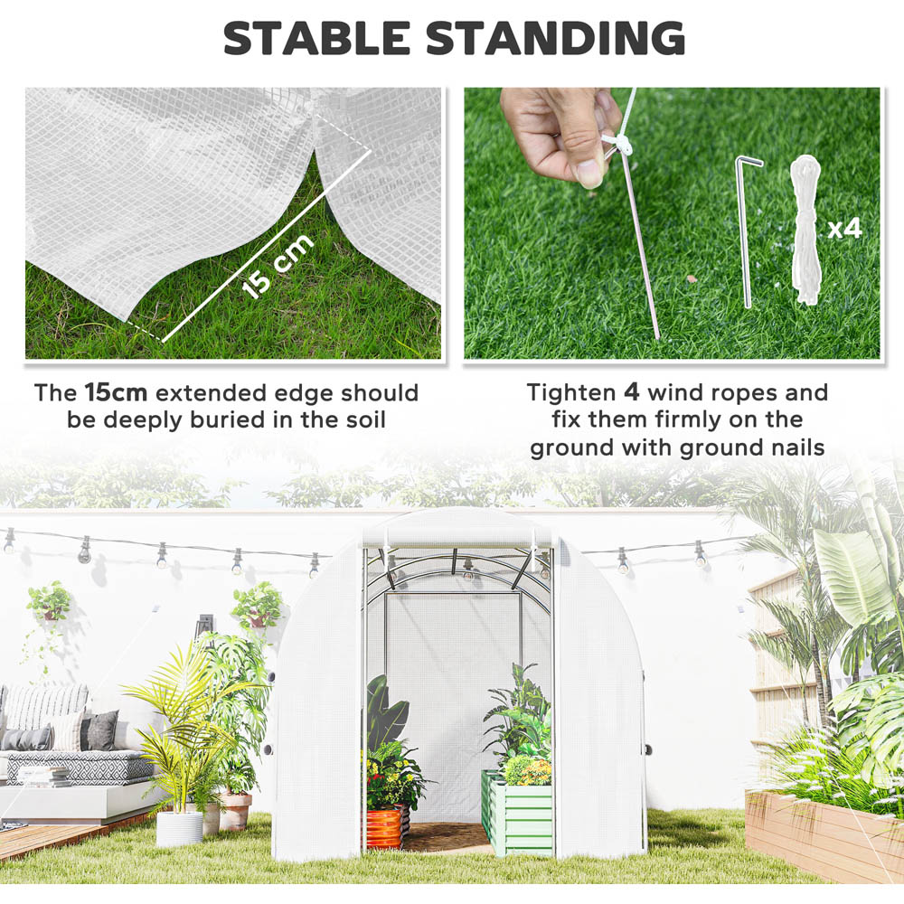Outsunny White 9.5 x 6.5ft Polytunnel Greenhouse Image 6