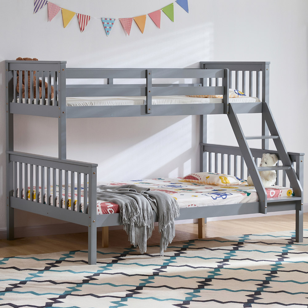 VIDA DESIGNS Milan Grey Triple Sleeper Bunk Bed with Foam Mattress Image 1