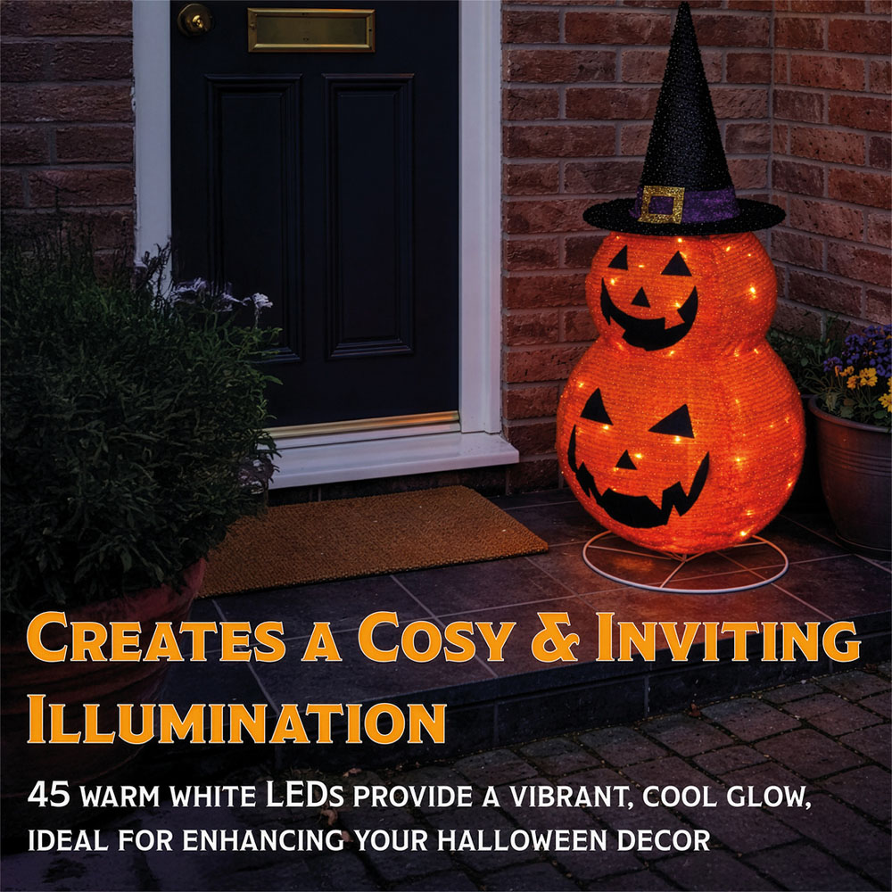 FXLab 45 Warm White LED Foldable Pumpkin Halloween Decoration 80cm Image 3
