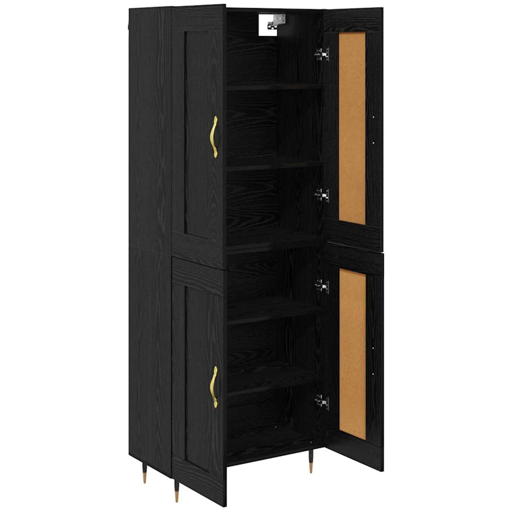 vidaXL 4 Door 6 Shelf Black Oak Highboard with Gold Handles Image 5