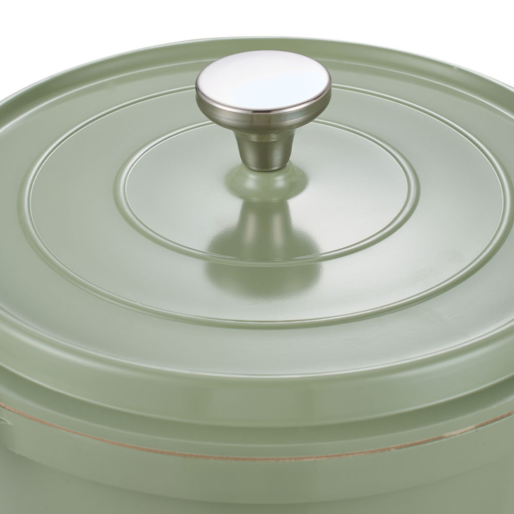 Living and Home 4.75L Green Non-Stick Cast Aluminium Enamelled Cooking Pot with Lid Image 6