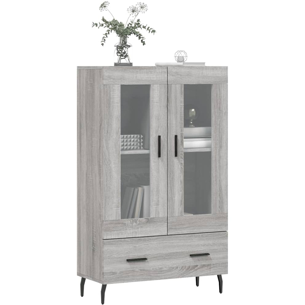 vidaXL 2 Glass Door Single Drawer Grey Sonoma Highboard Image 3