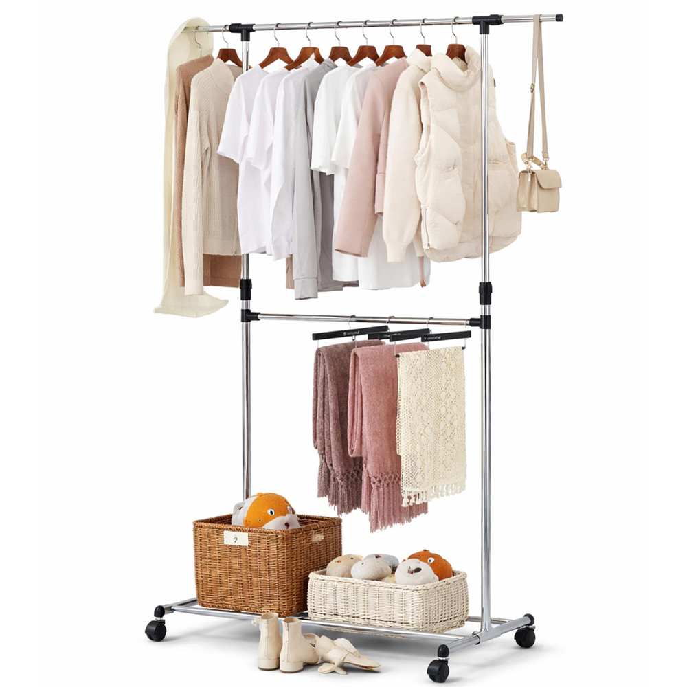 House Of Home Chrome Adjustable Double Clothes Rail Image 3