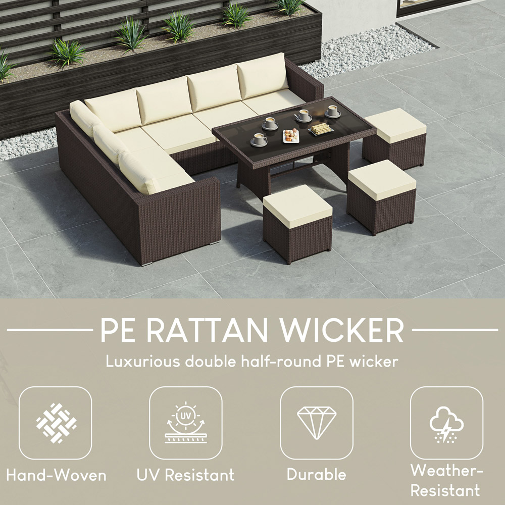 GARDEN VIDA Belgrave Rattan Effect 9 Seater Garden Dining Set Brown Image 8
