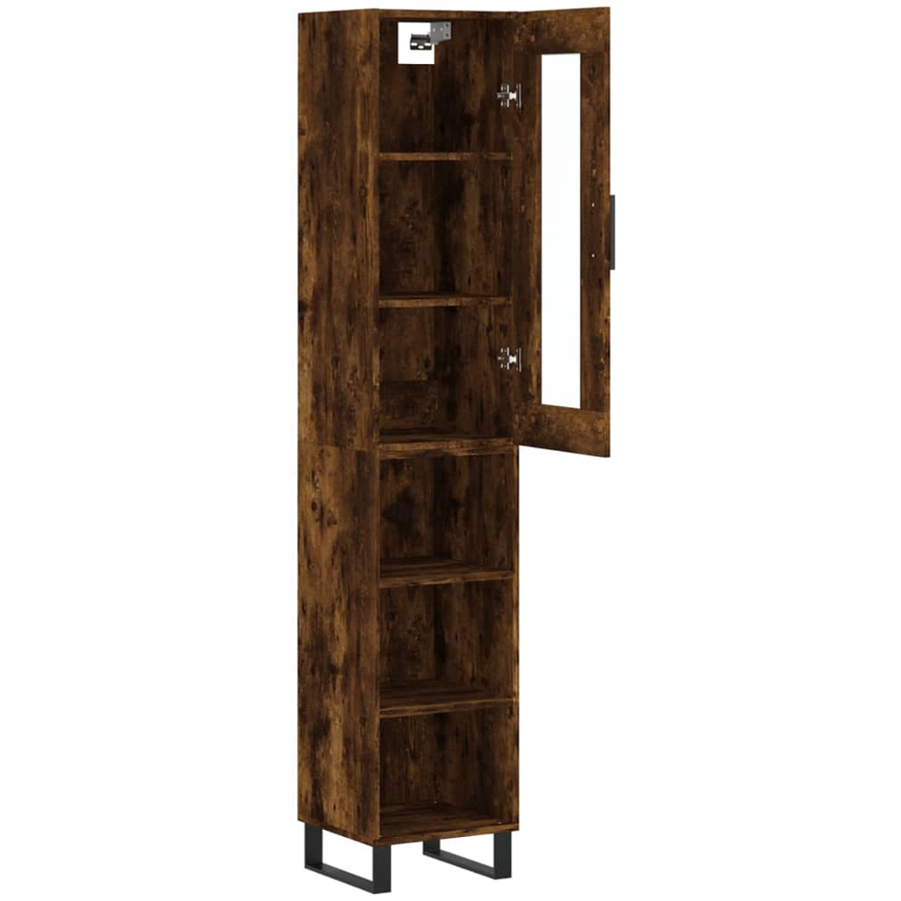 vidaXL Single Door 3 Shelf Smoked Oak Highboard Image 2