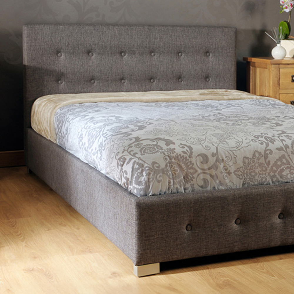 Brooklyn Double Grey Fabric Storage Ottoman Bed Image 2