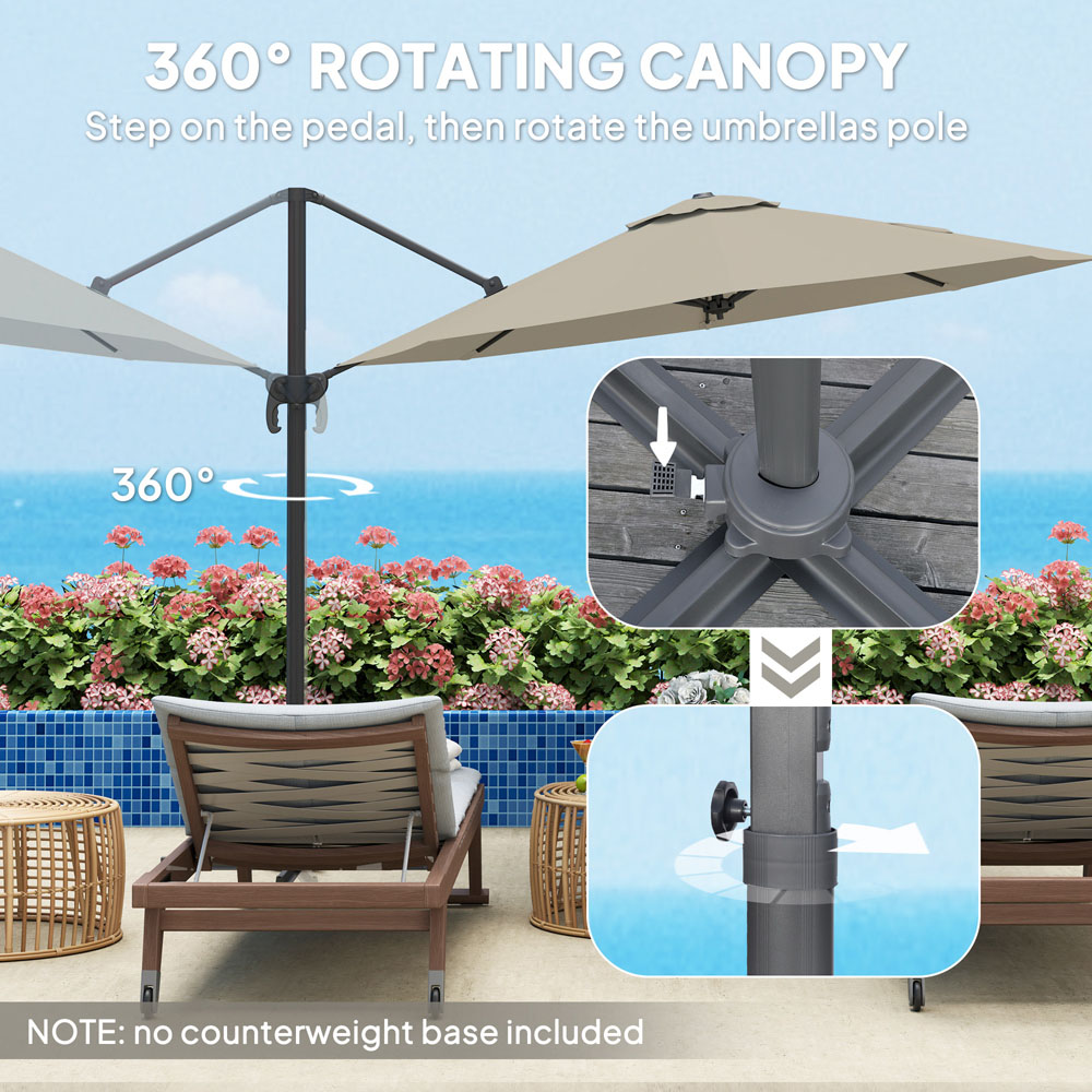 Outsunny Light Grey Cantilever Parasol with Cross Base 3m Image 5